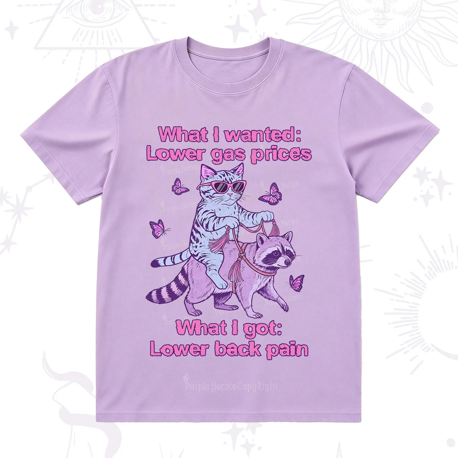 Purplehecate Lower Gas Prices Lower Back Pain Cat T-Shirt