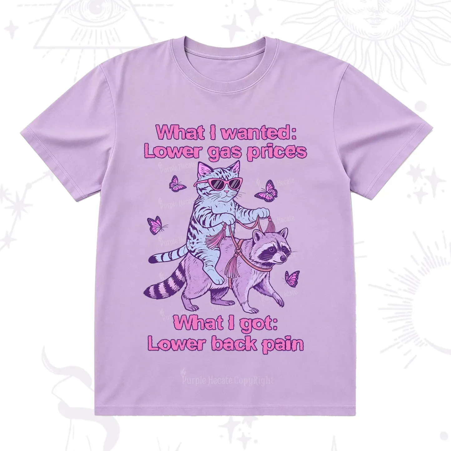 Purplehecate Lower Gas Prices Lower Back Pain Cat T-Shirt