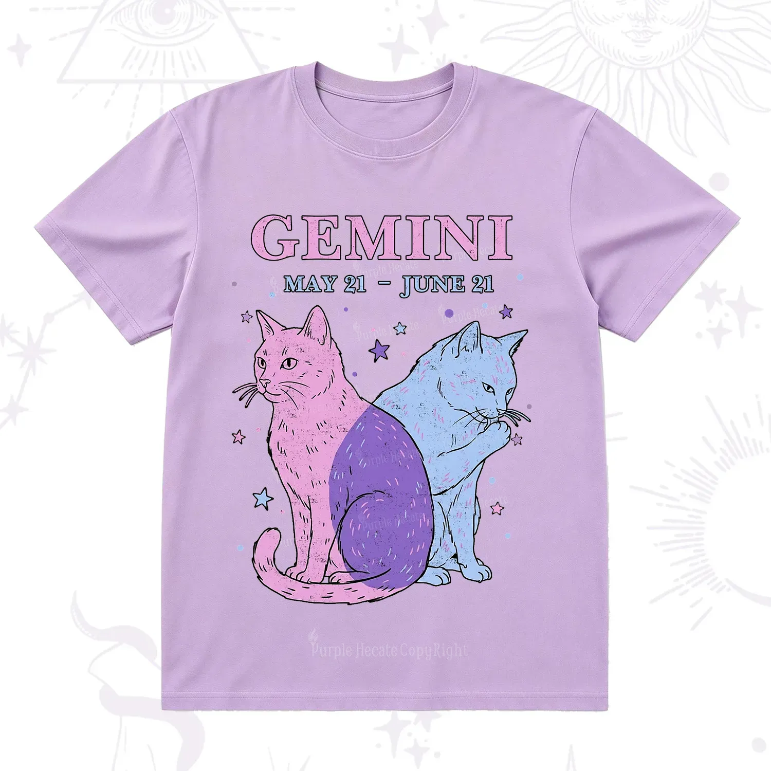 Purplehecate Gemini Zodiac Cats T-Shirt