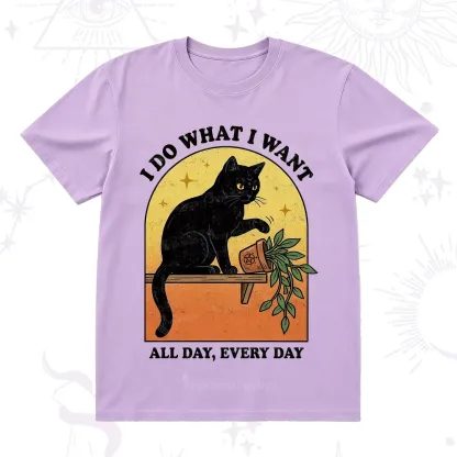 Purplehecate I Do What I Want Funny Black Cat T-Shirt