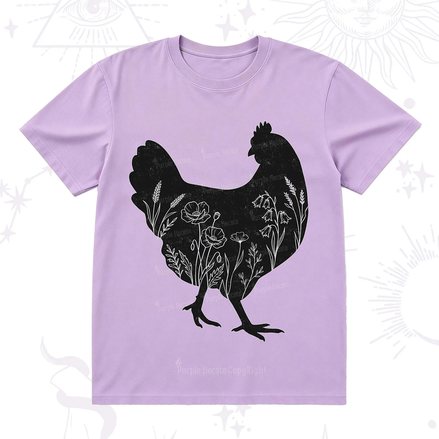 Purplehecate Floral Chicken T-Shirt
