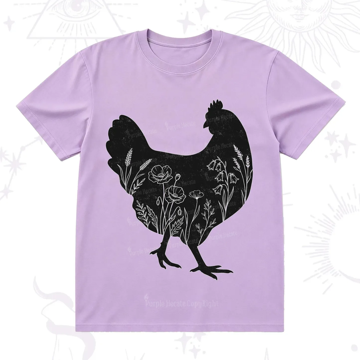 Purplehecate Floral Chicken T-Shirt