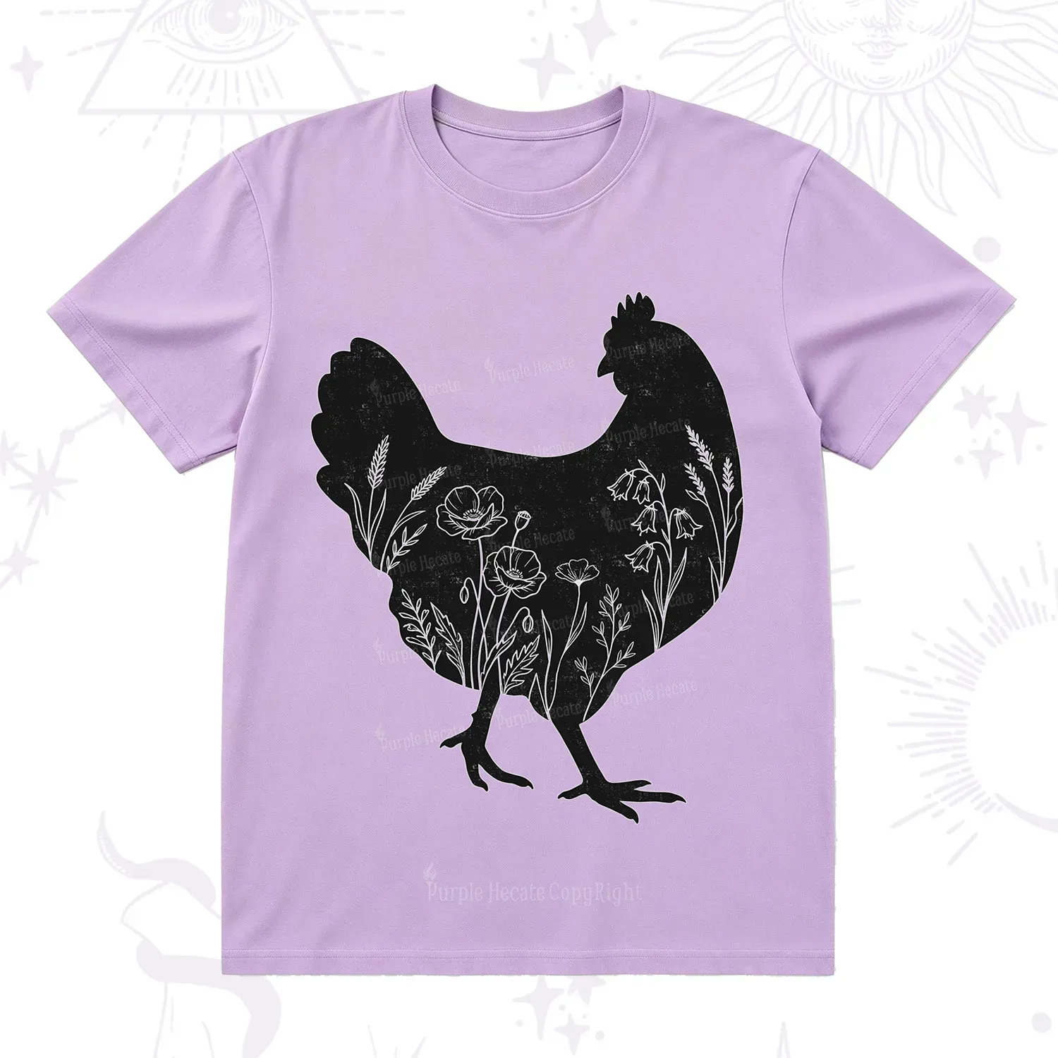 Purplehecate Floral Chicken T-Shirt