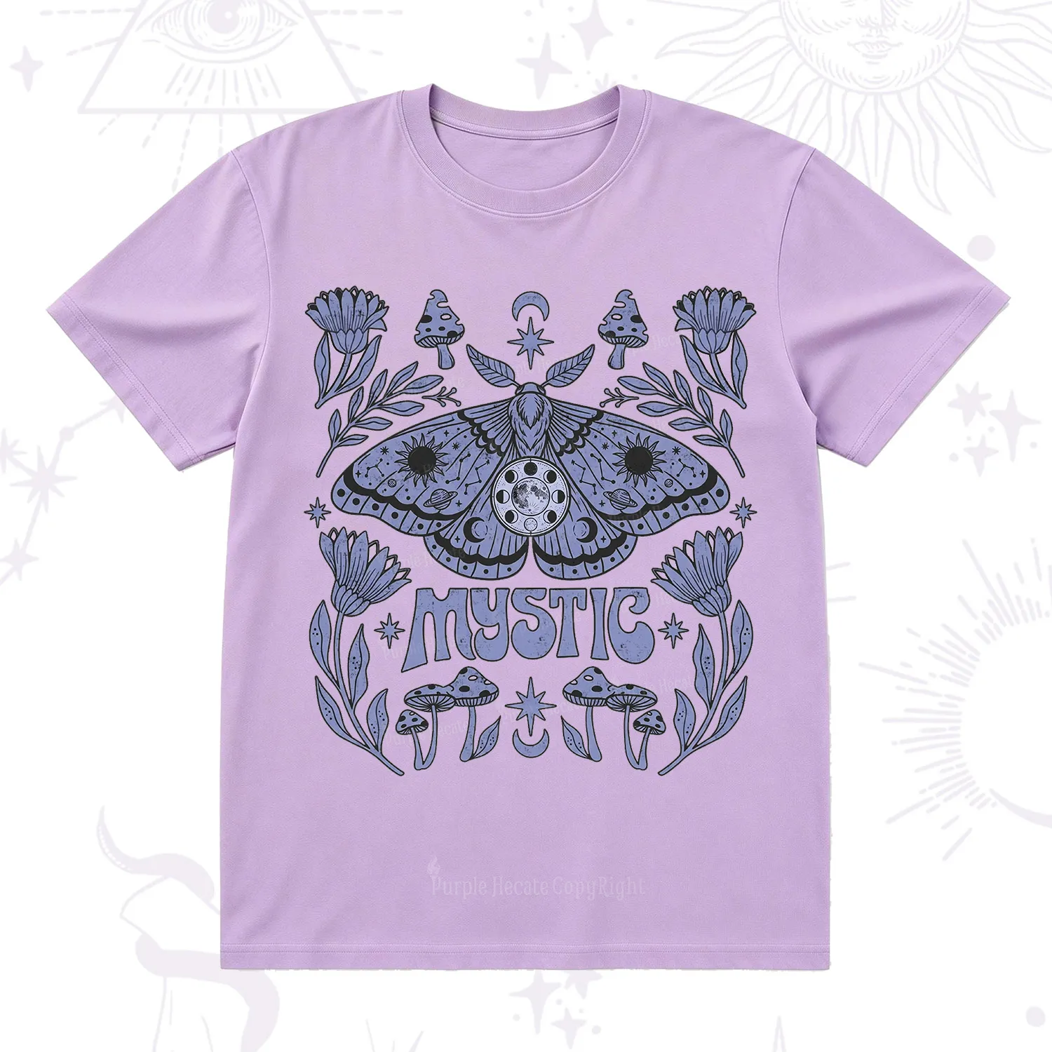 Purplehecate Celestial Moth Mushrooms T-Shirt