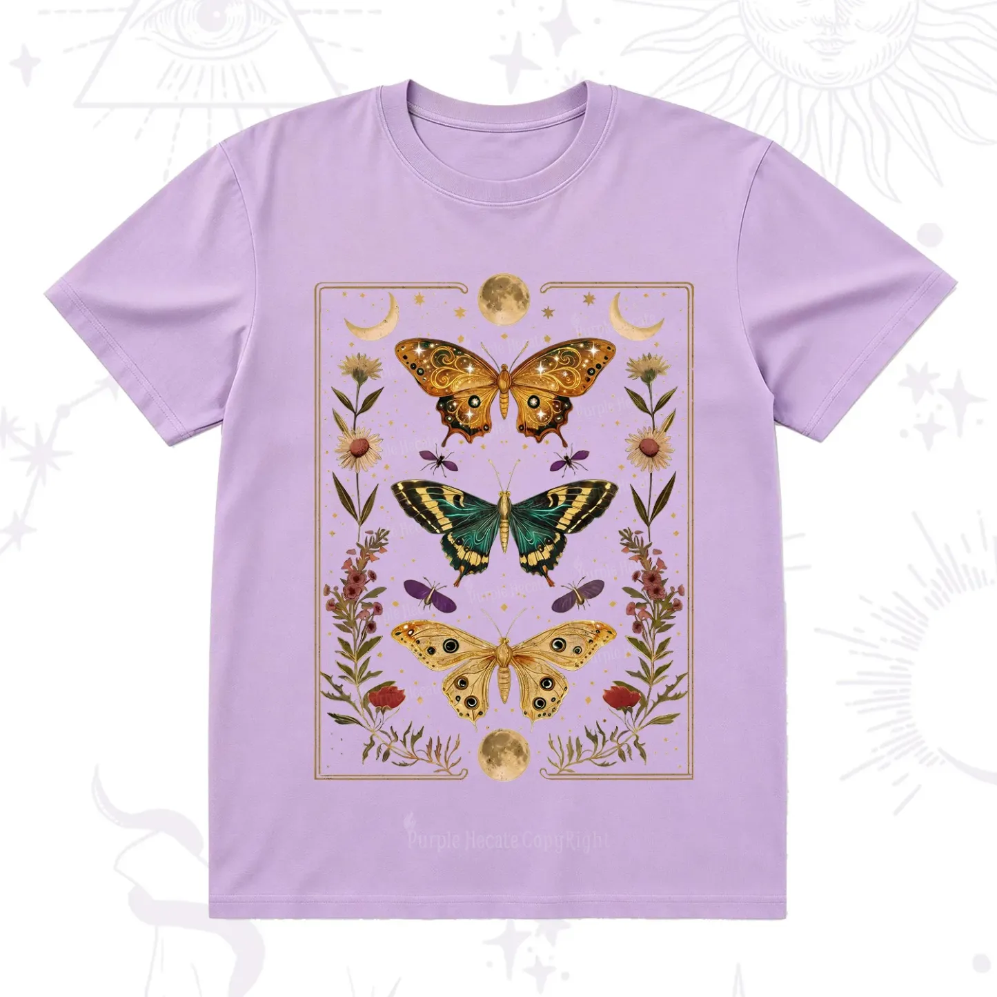 Purplehecate Sun and Moon Butterfly T-Shirt