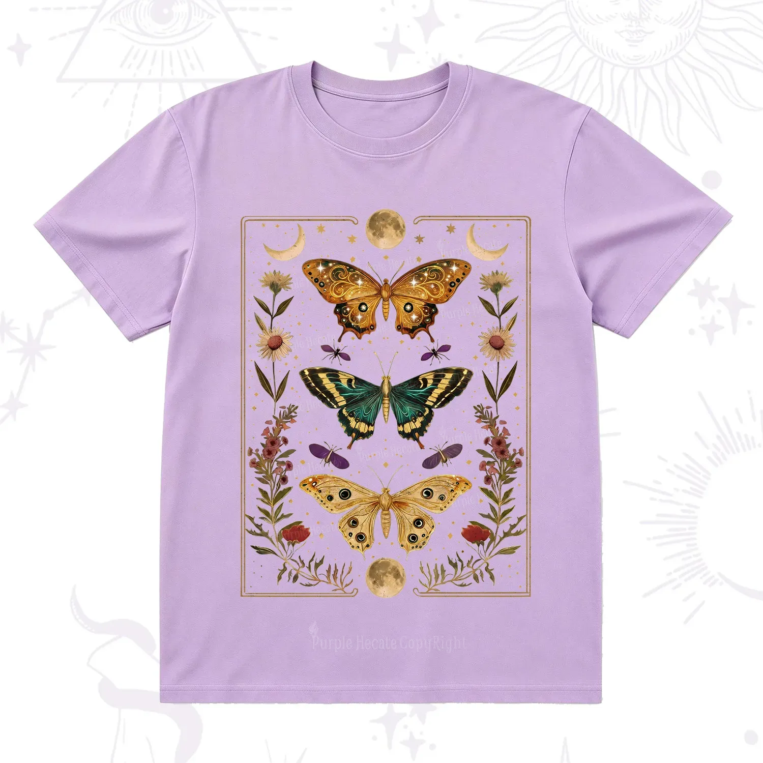 Purplehecate Sun and Moon Butterfly T-Shirt