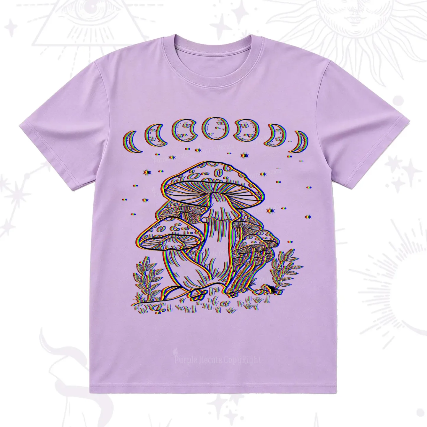 Purplehecate Mushroom and Moon T-Shirt