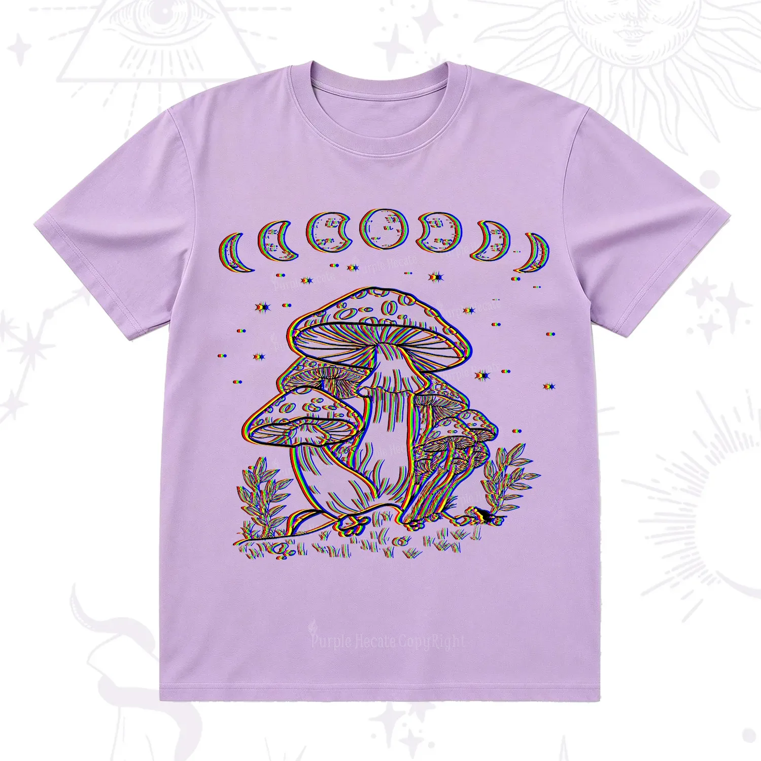 Purplehecate Mushroom and Moon T-Shirt