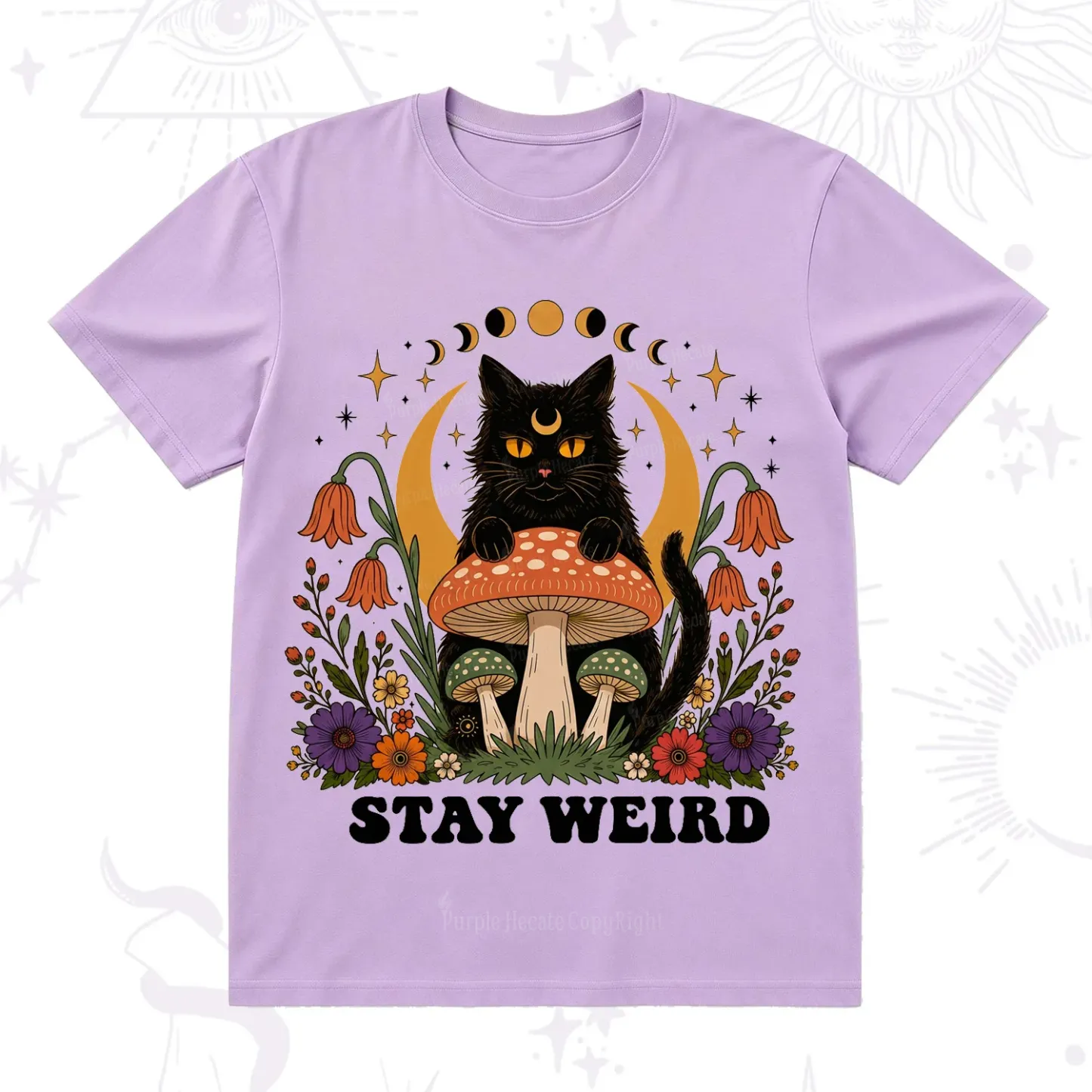 Purplehecate Stay Weird Black Cat T-Shirt