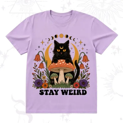 Purplehecate Stay Weird Black Cat T-Shirt