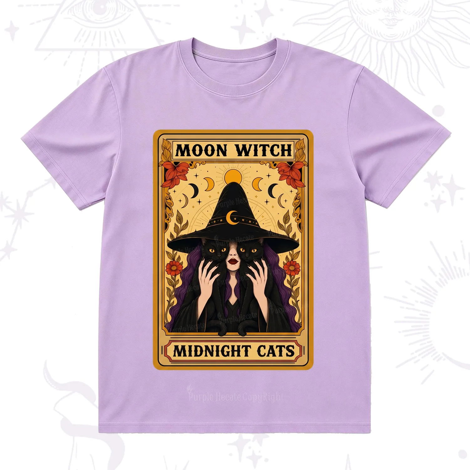 Purplehecate The Moon Witch Midnight Cats Oracle Card T-Shirt
