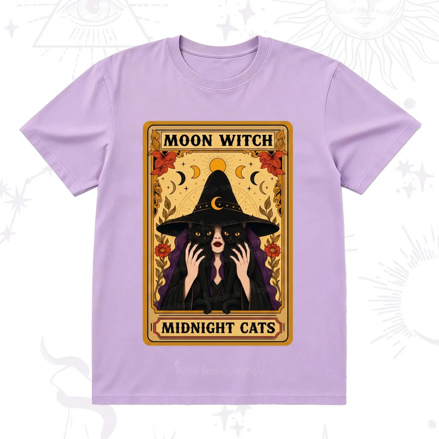 Purplehecate The Moon Witch Midnight Cats Oracle Card T-Shirt