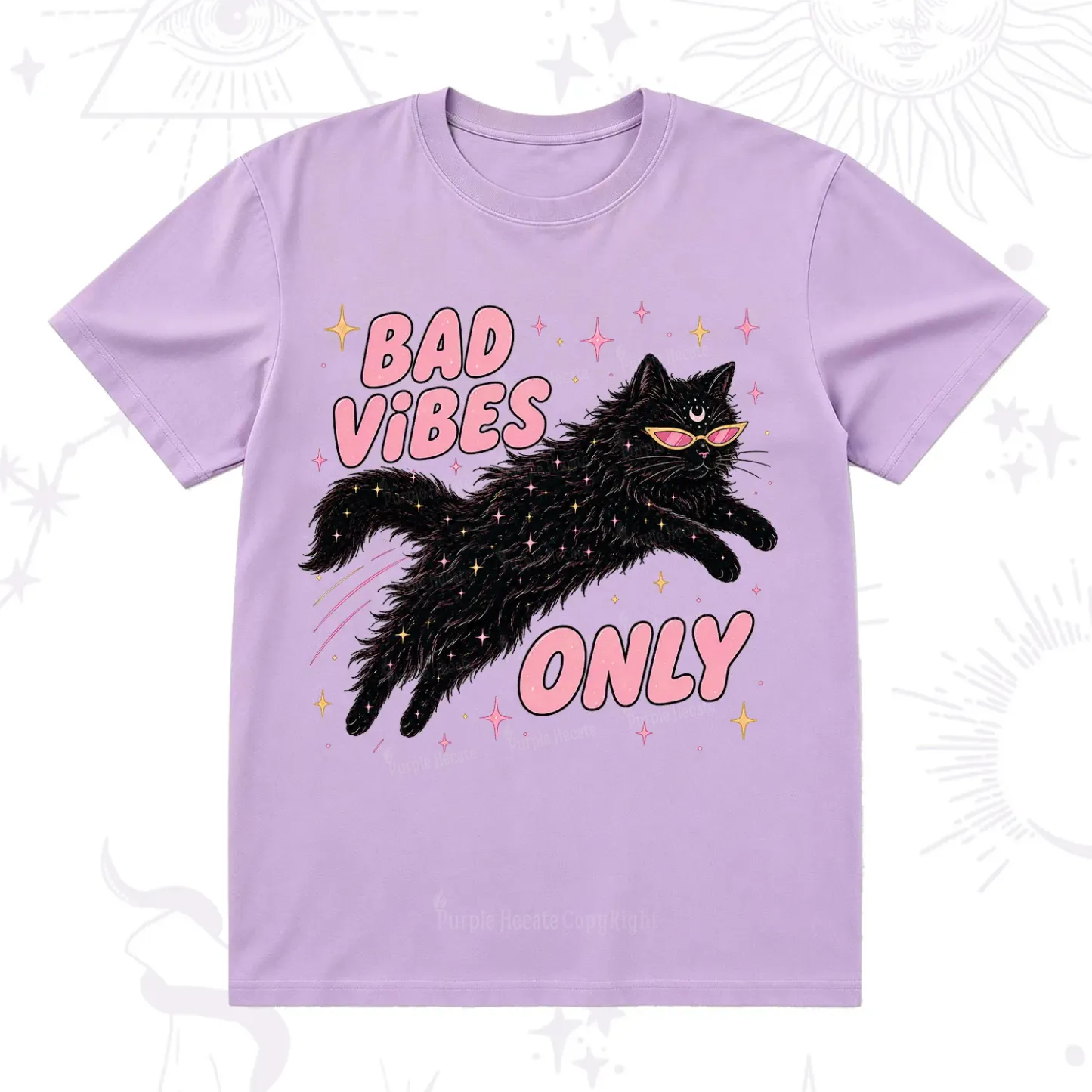 Purplehecate Black Cat Vibes Only T-Shirt