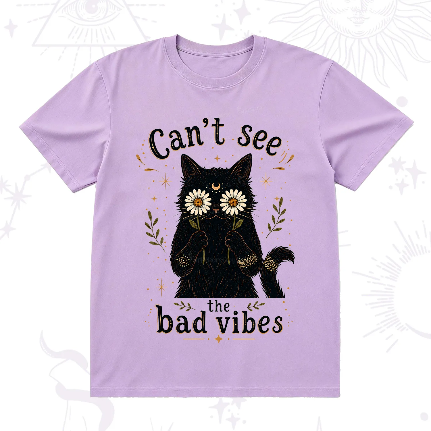 Purplehecate Can't See the Bad Vibes Black Cat T-Shirt