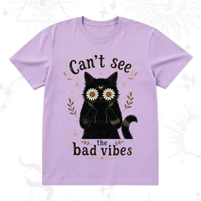 Purplehecate Can't See the Bad Vibes Black Cat T-Shirt