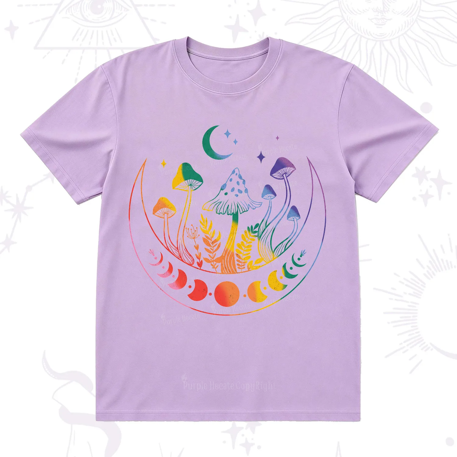 Purplehecate Pride Mushroom Rainbow T-Shirt