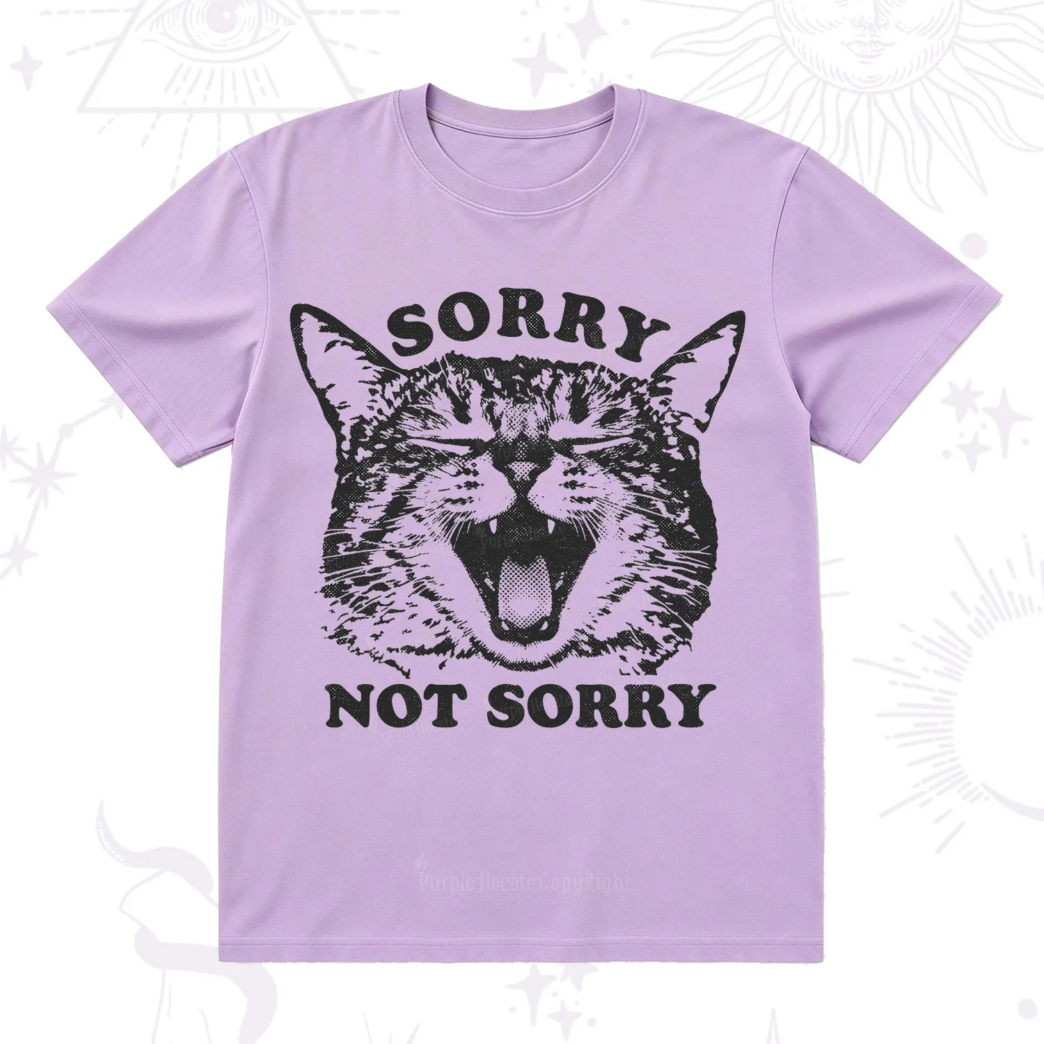 Purplehecate Sorry Not Sorry Funny Cat T-Shirt