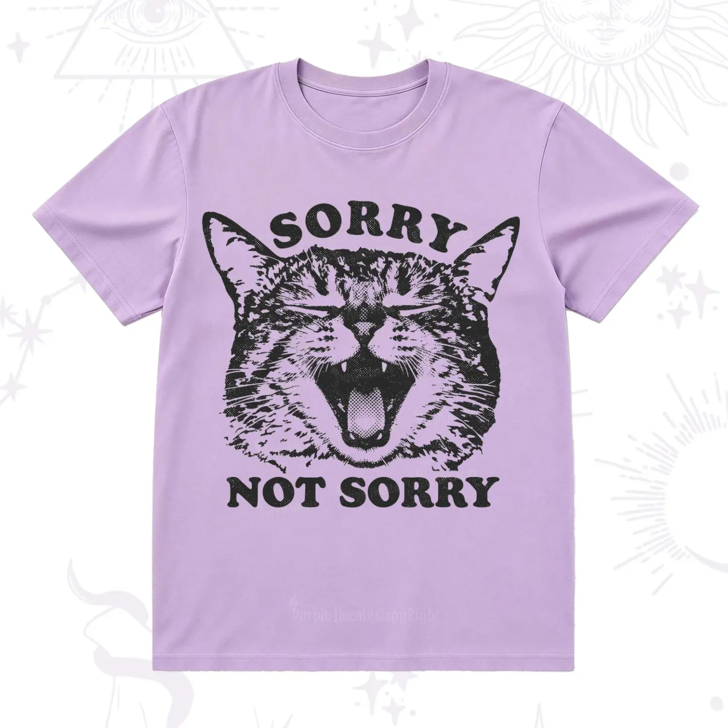 Purplehecate Sorry Not Sorry Funny Cat T-Shirt