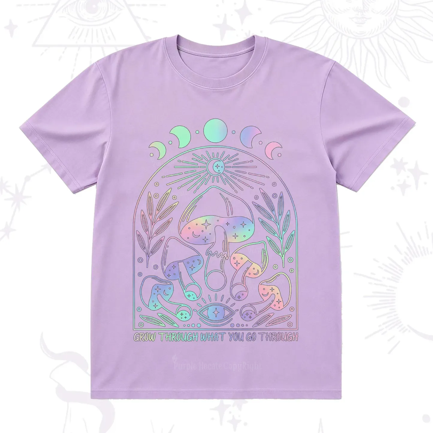 Purplehecate Moon Phases Mushroom T-Shirt