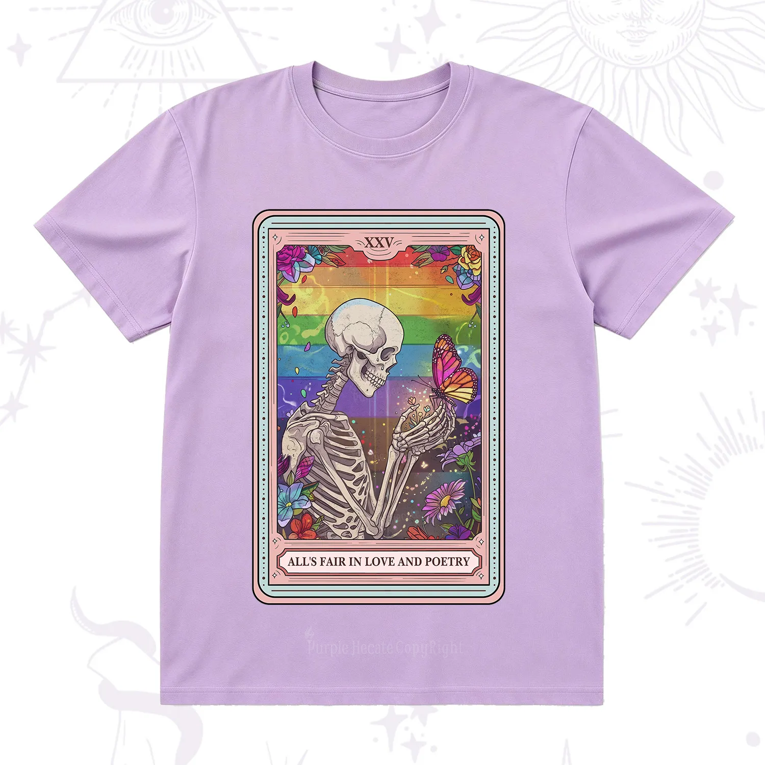 Purplehecate The All's Fair in Love and Poetry Skeleton Tarot T-Shirt