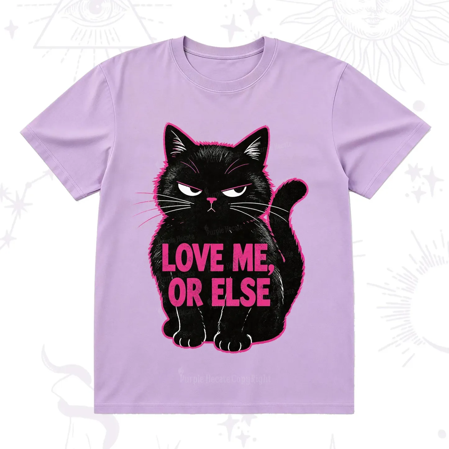 Purplehecate Grumpy Black Cat Love Me or Else T-Shirt