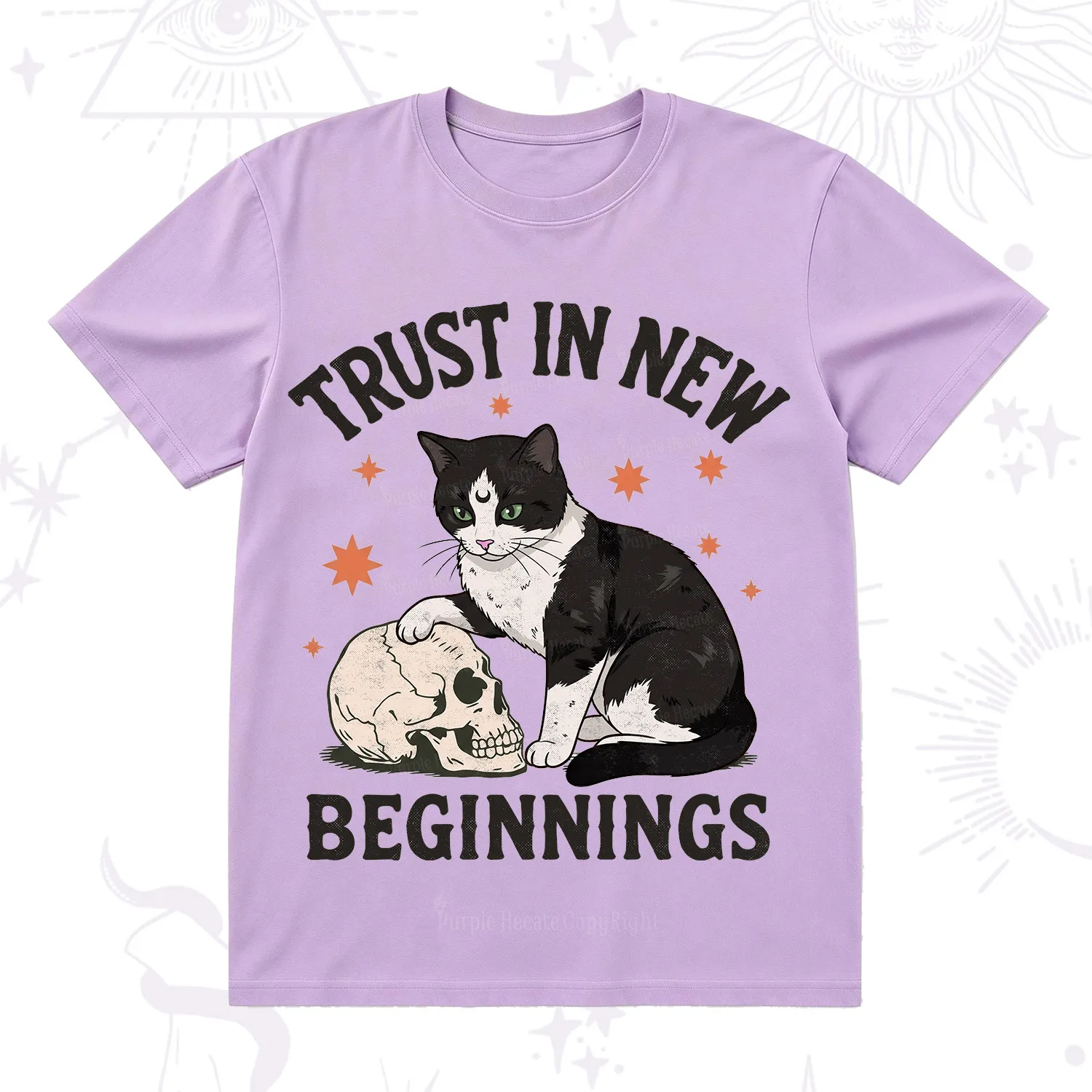 Purplehecate Trust In New Beginnings Cat T-Shirt