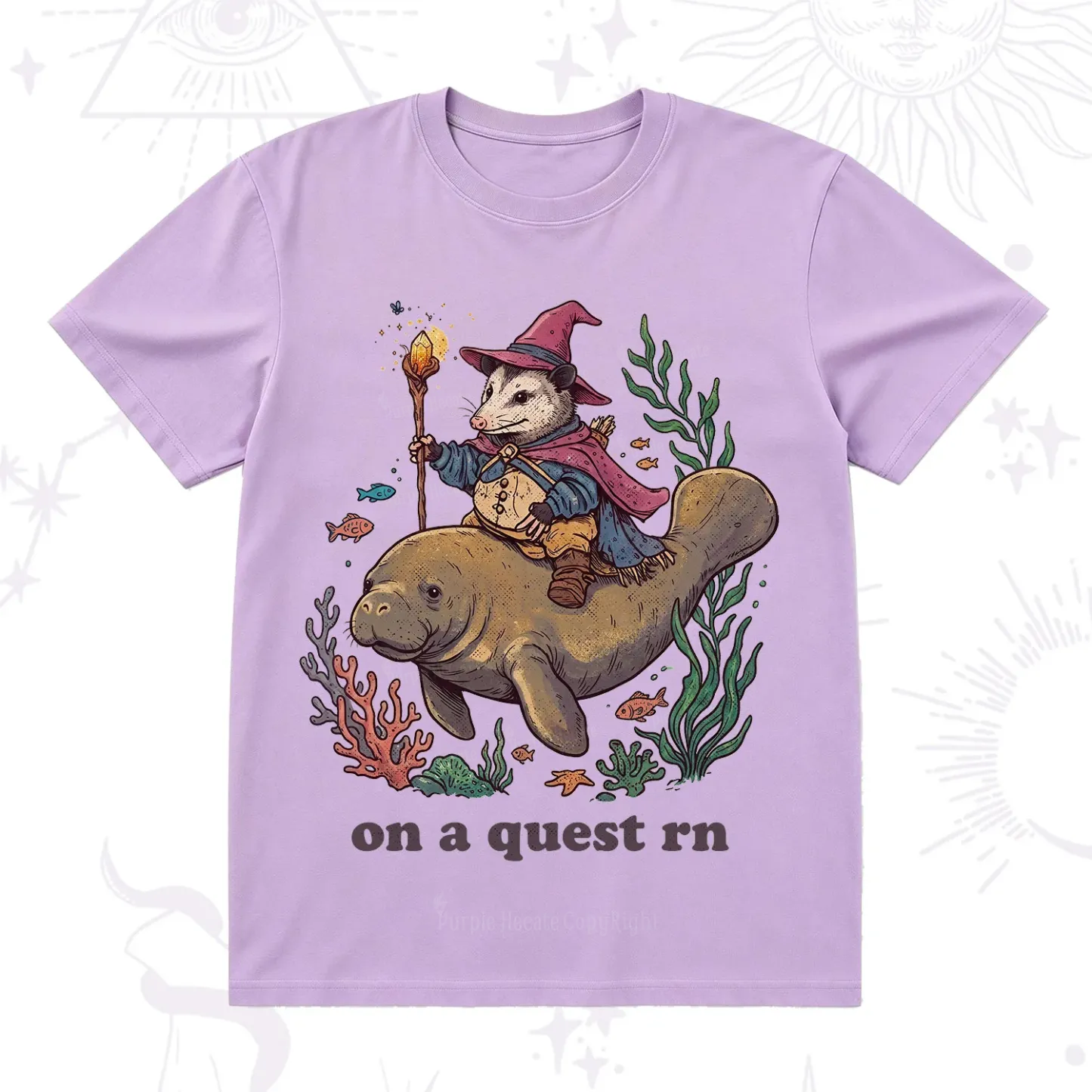 Purplehecate Opossum Wizard on Sea Quest T-Shirt