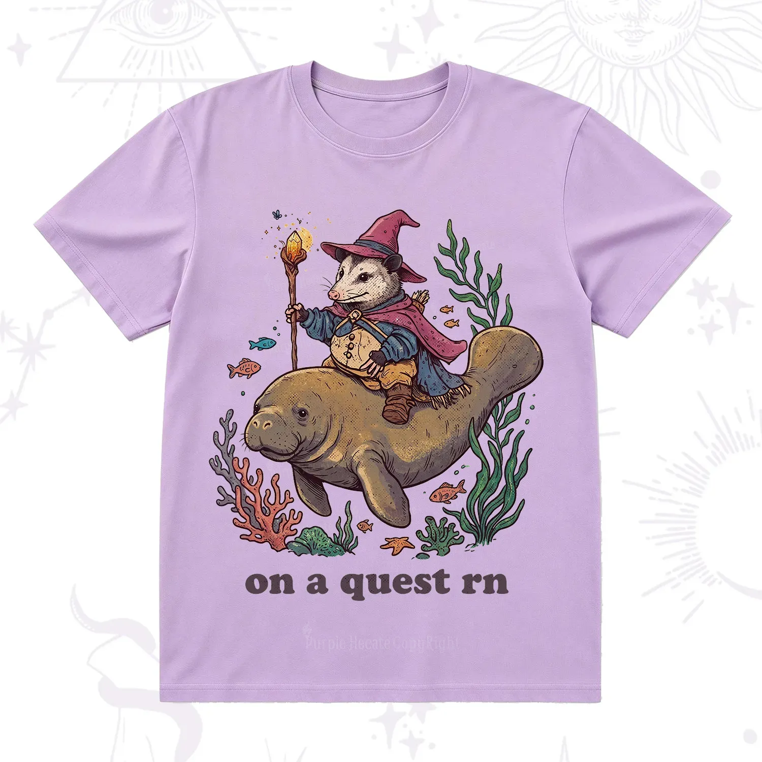 Purplehecate Opossum Wizard on Sea Quest T-Shirt