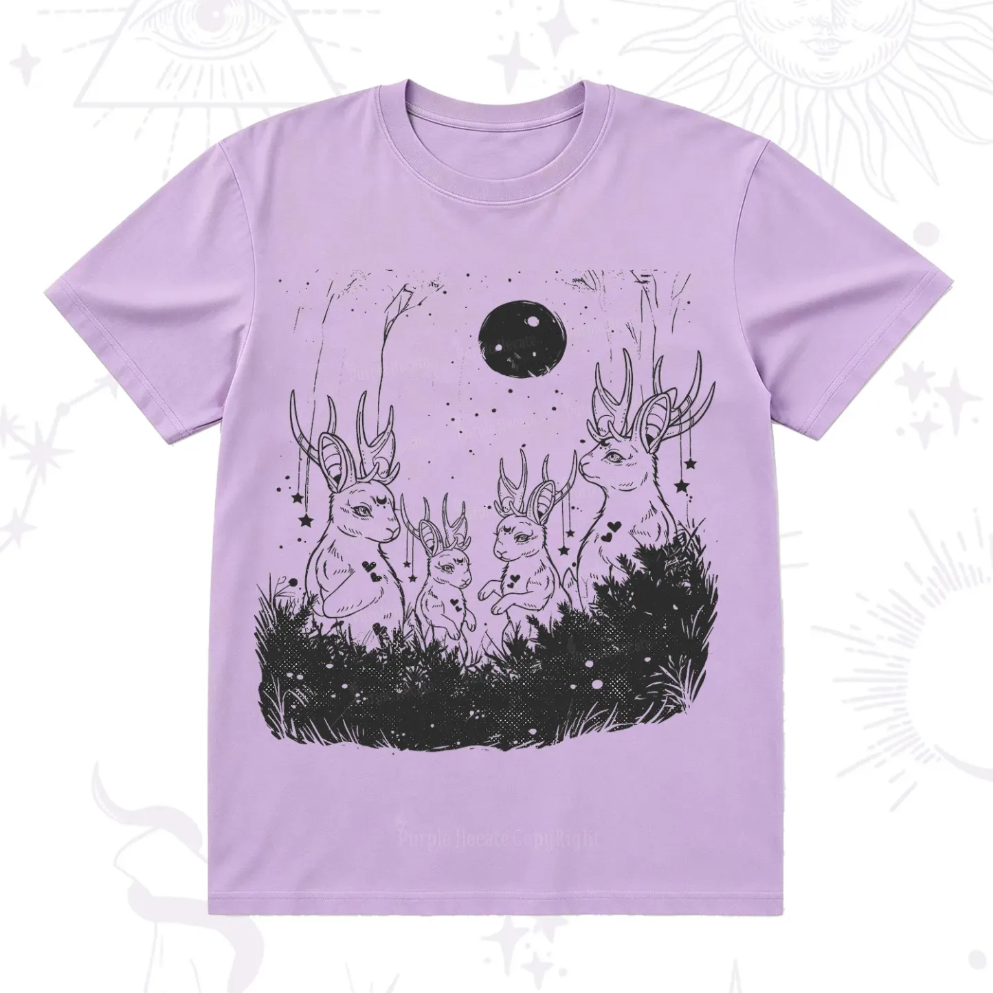 Purplehecate Moonlit Antler Bunny T-Shirt