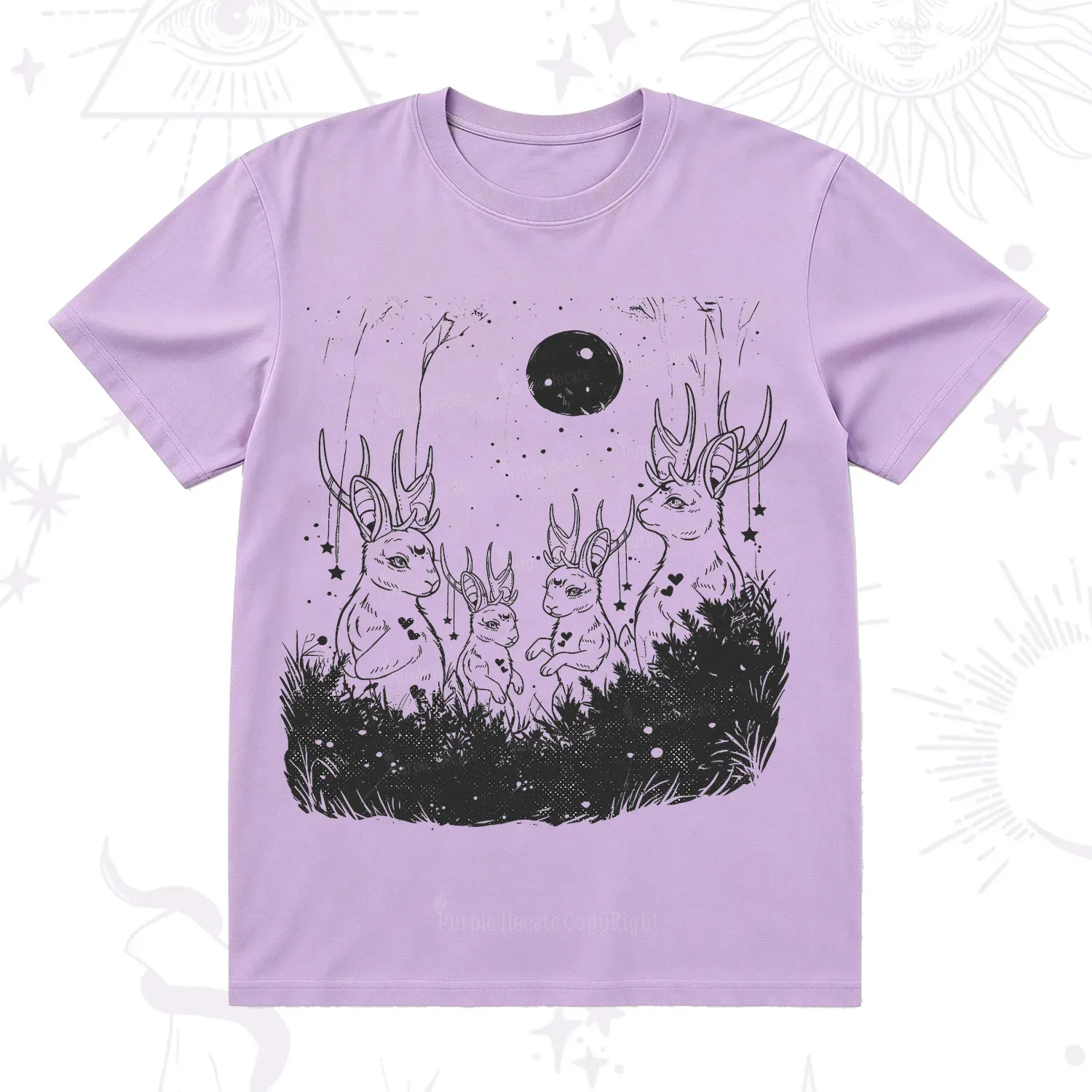 Purplehecate Moonlit Antler Bunny T-Shirt