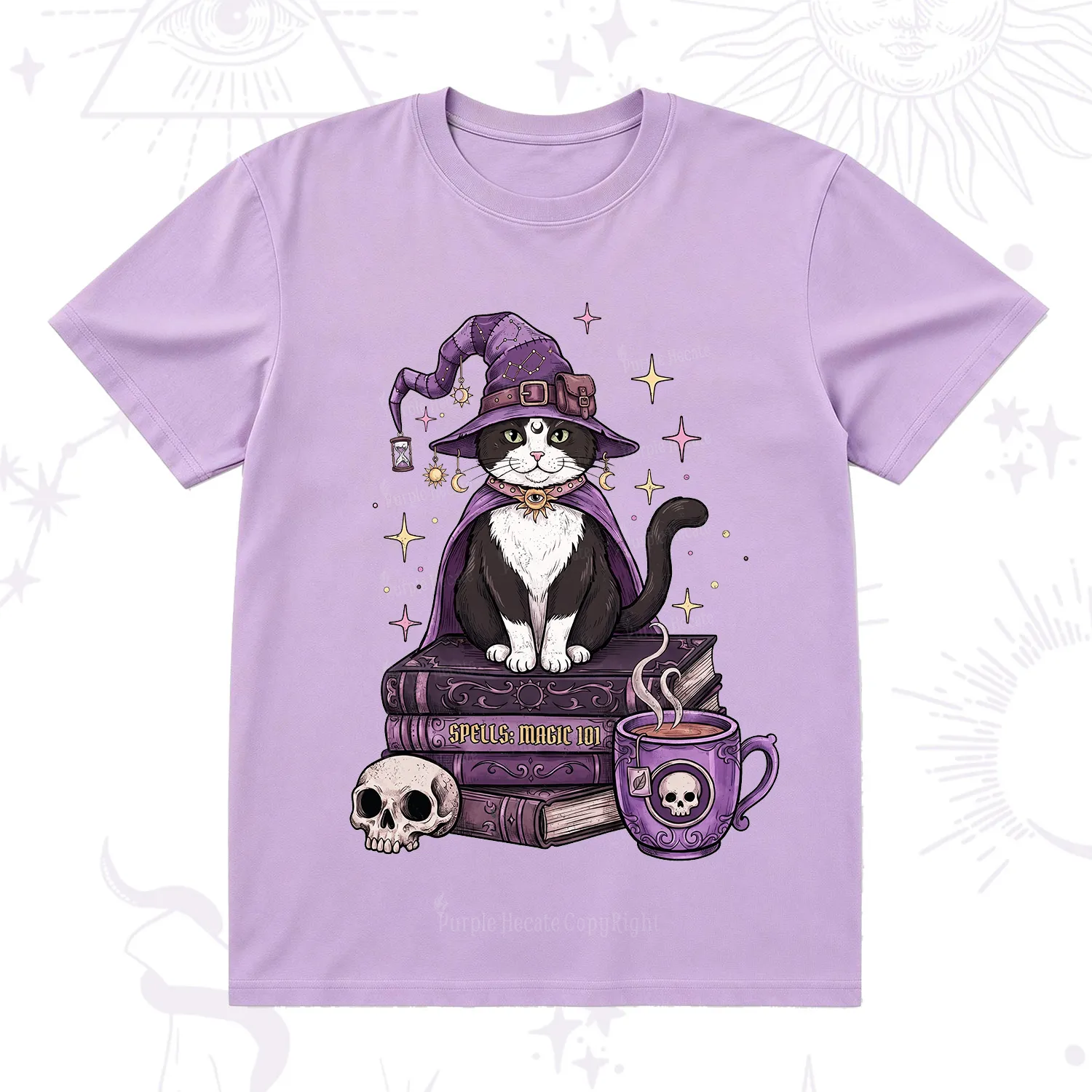 Purplehecate Witchy Cat Spell Books T-Shirt