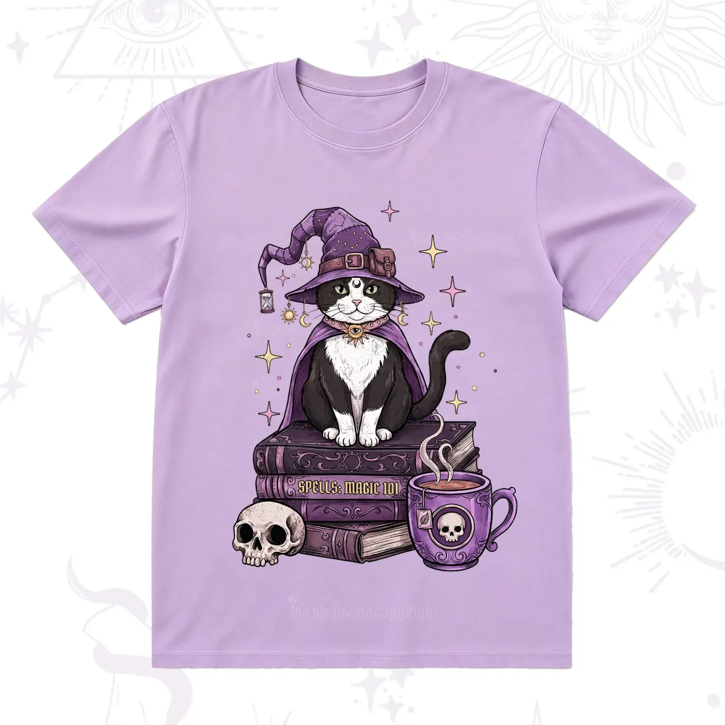 Purplehecate Witchy Cat Spell Books T-Shirt