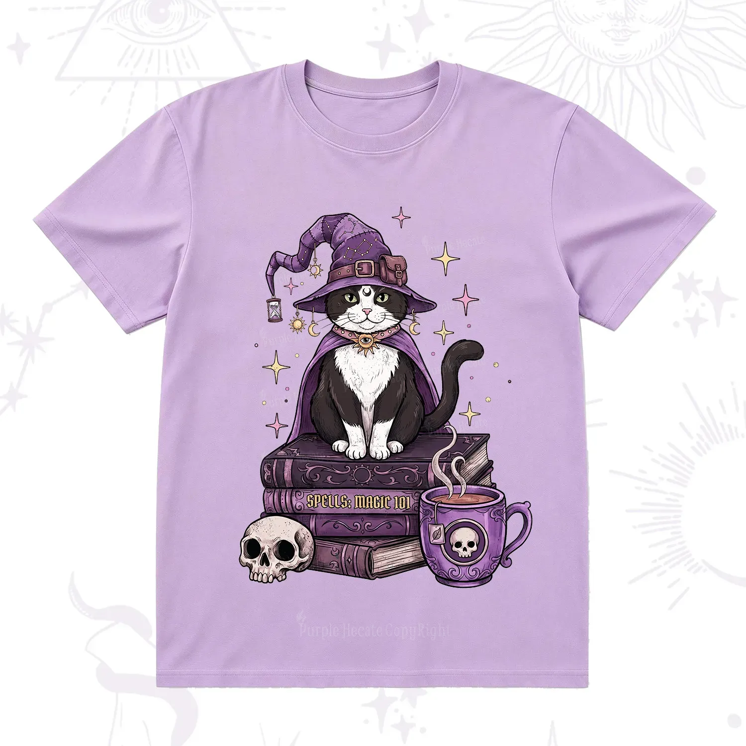 Purplehecate Witchy Cat Spell Books T-Shirt