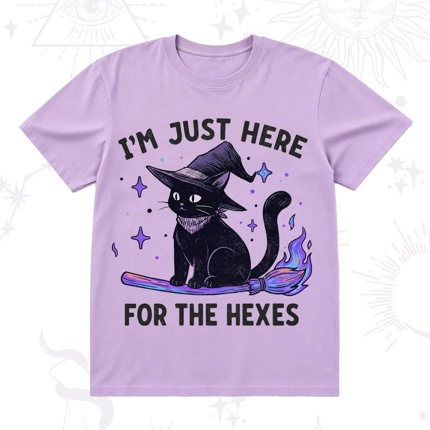 Purplehecate I'm Just Here for the Hexes Witch Cat T-Shirt