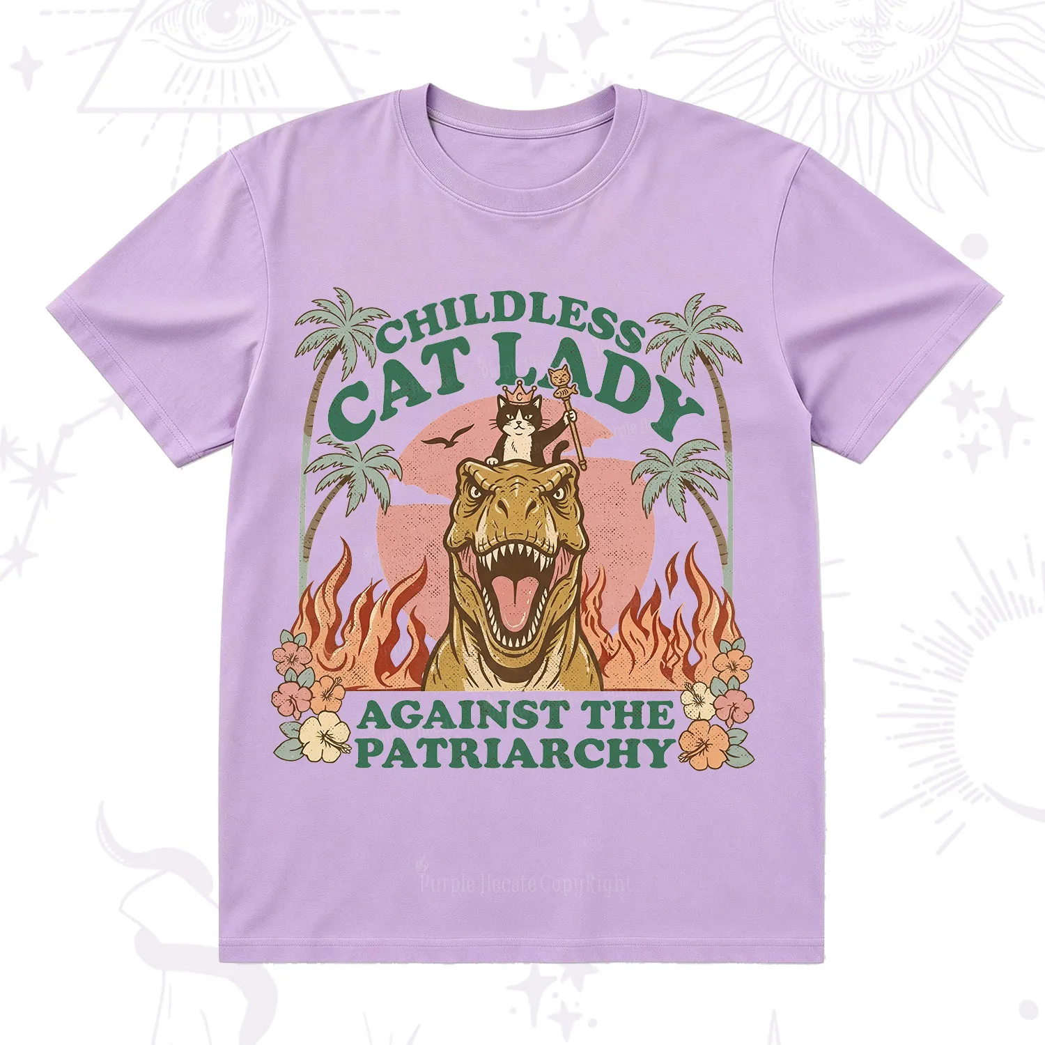 Purplehecate Childless Cat Lady Burn the Patriarchy T-Shirt