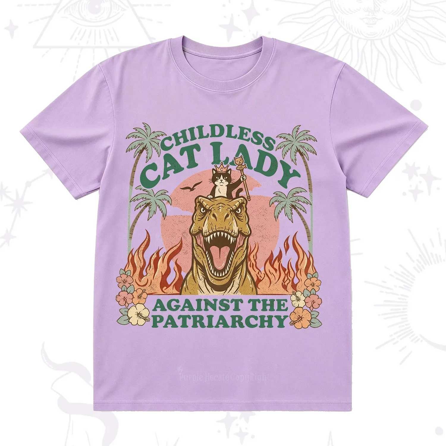 Purplehecate Childless Cat Lady Burn the Patriarchy T-Shirt