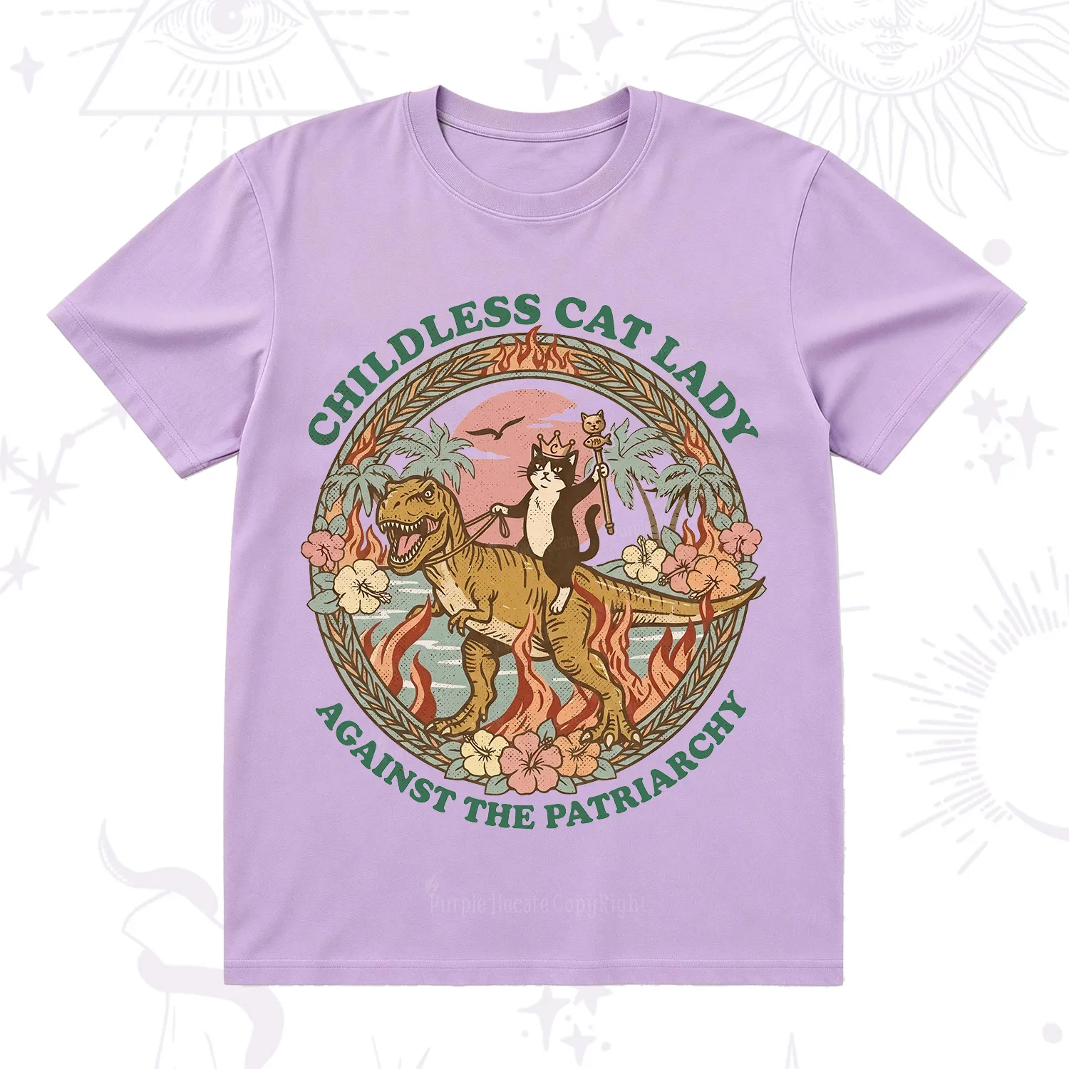 Purplehecate Childless Cat Lady Burn the Patriarchy T-Shirt