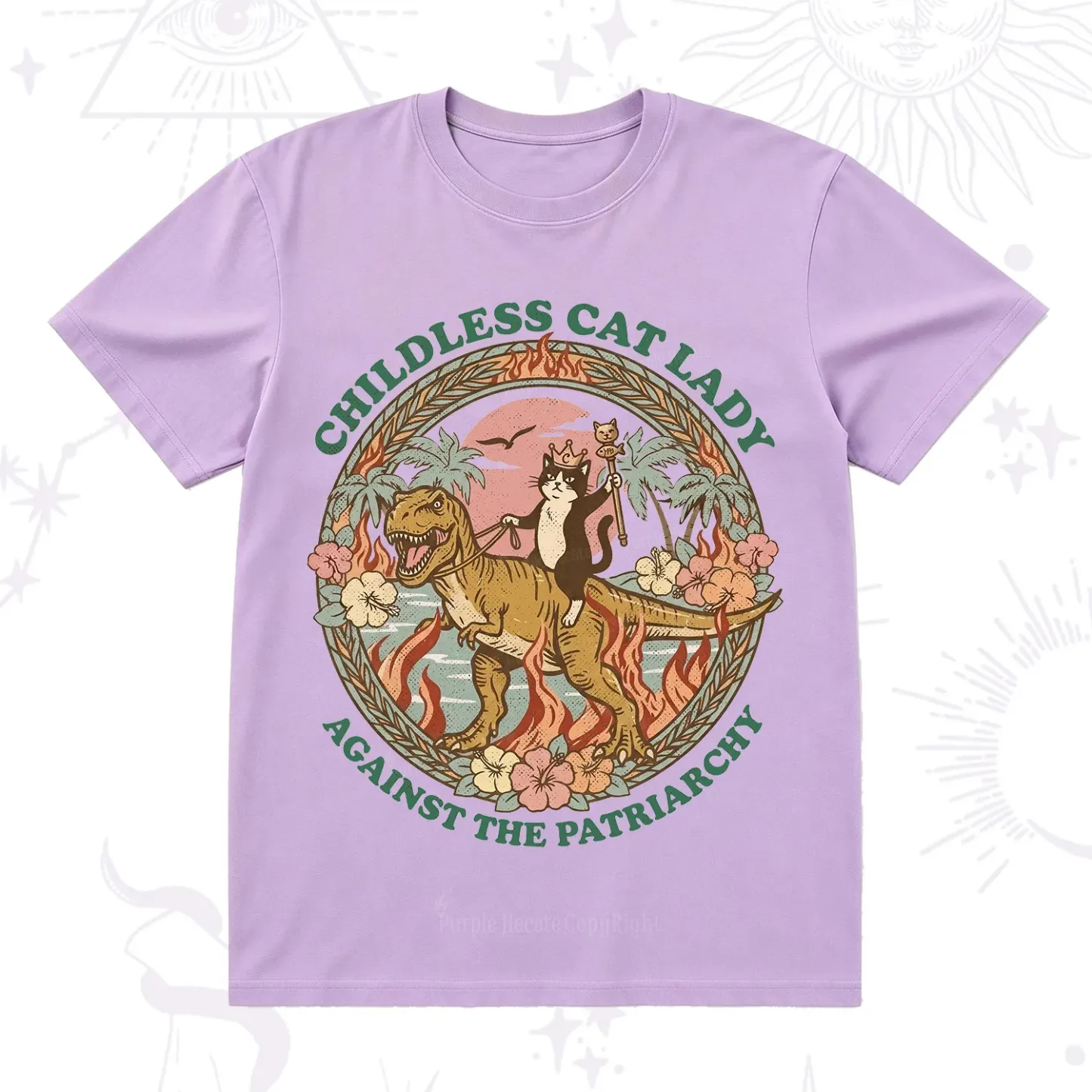 Purplehecate Childless Cat Lady Burn the Patriarchy T-Shirt