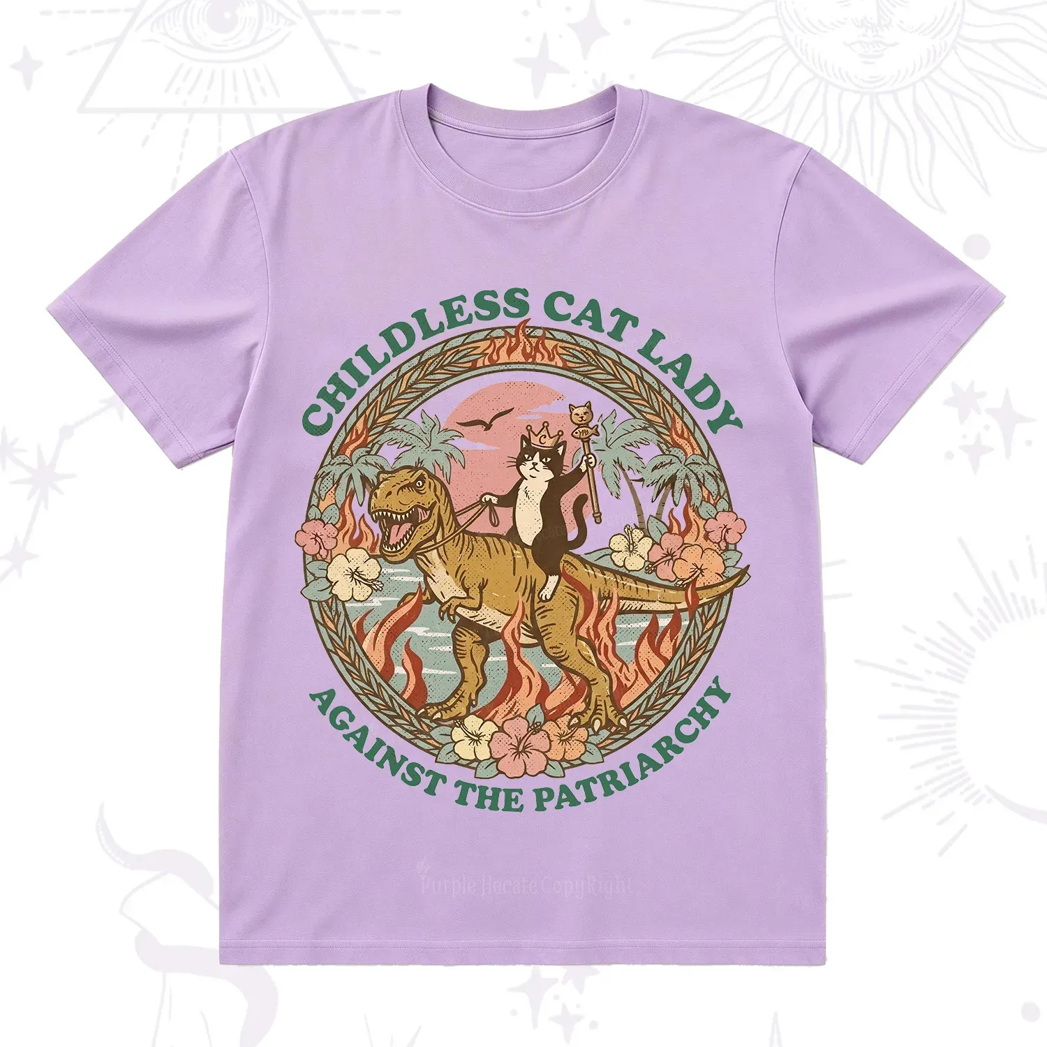 Purplehecate Childless Cat Lady Burn the Patriarchy T-Shirt