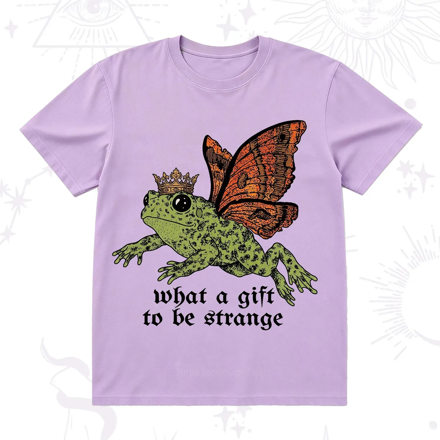 Purplehecate What a Gift to Be Strange Cat Frog T-Shirt