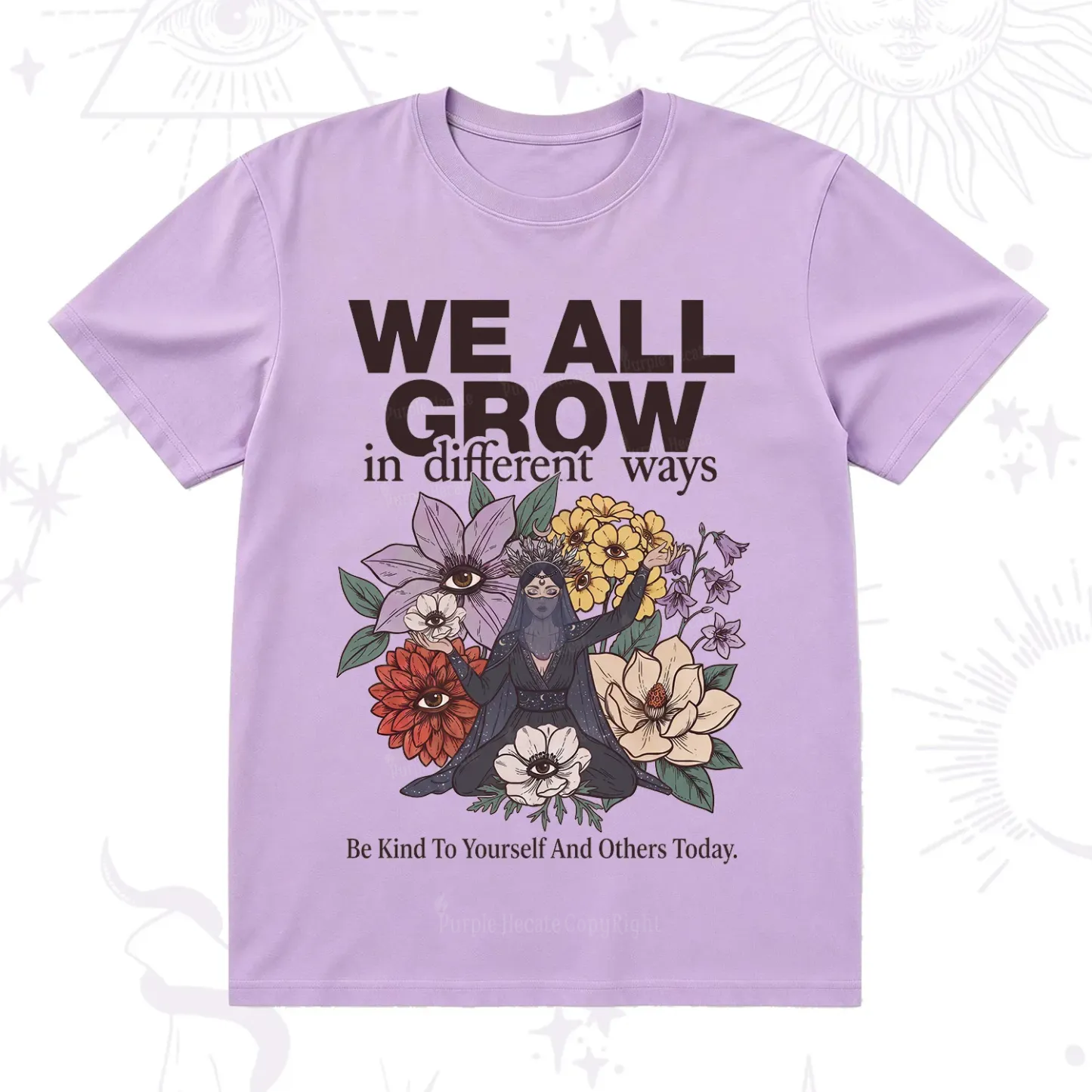 Purplehecate We All Grow Different Ways Floral T-Shirt