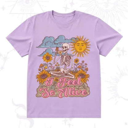 Purplehecate I feel So Alive Dancing Sarcastic Skeleton T-Shirt