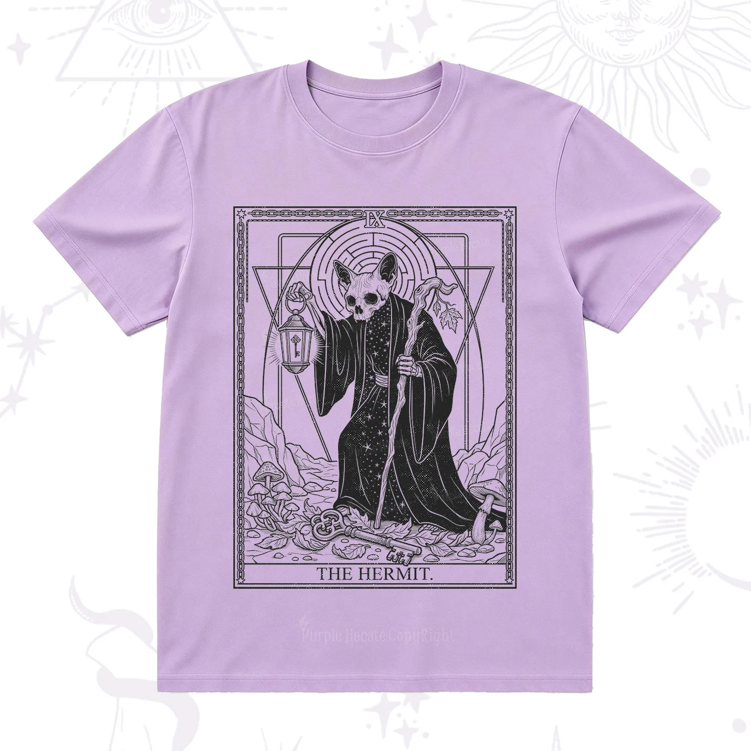 Purplehecate The Hermit Skeleton Cat Tarot T-Shirt