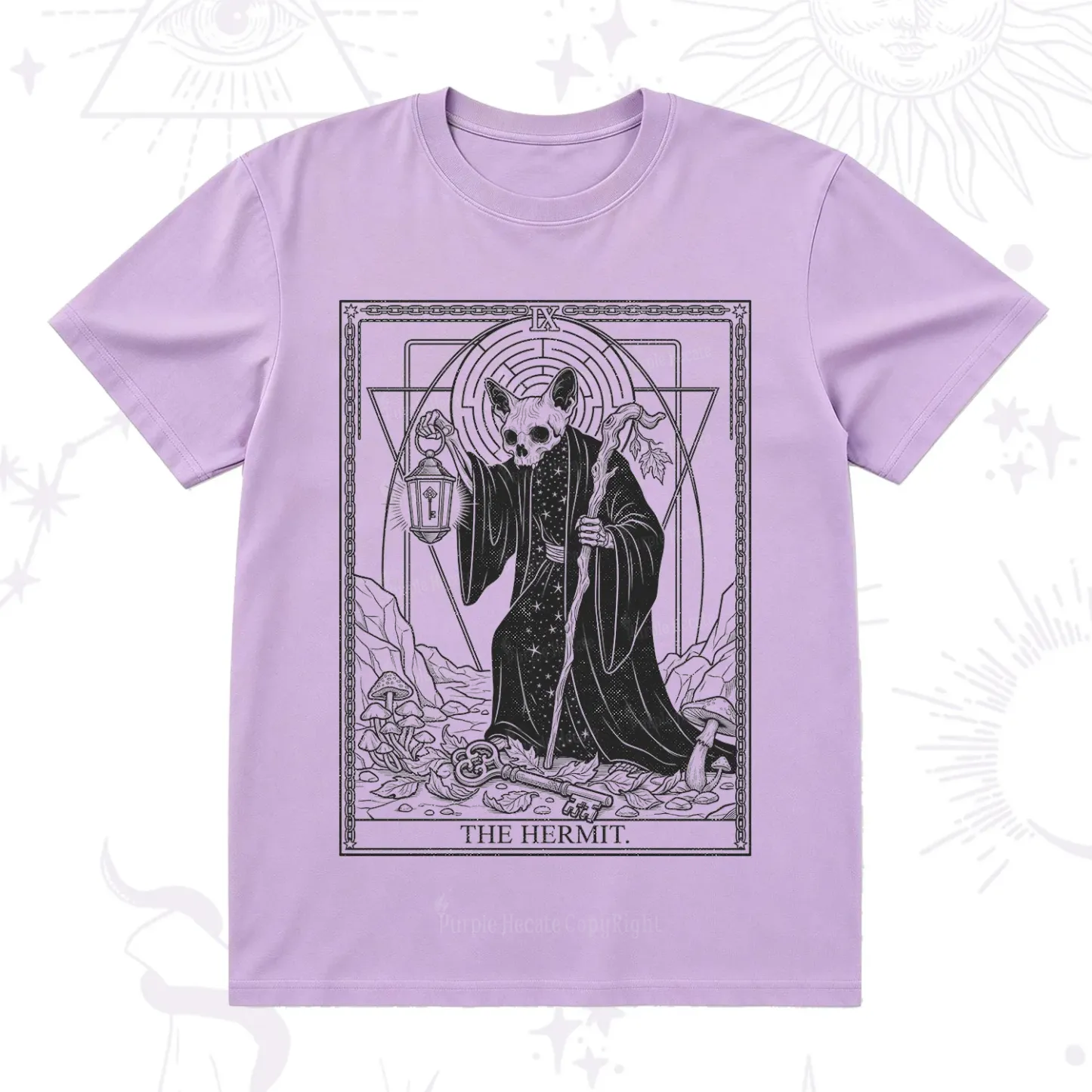 Purplehecate The Hermit Skeleton Cat Tarot T-Shirt