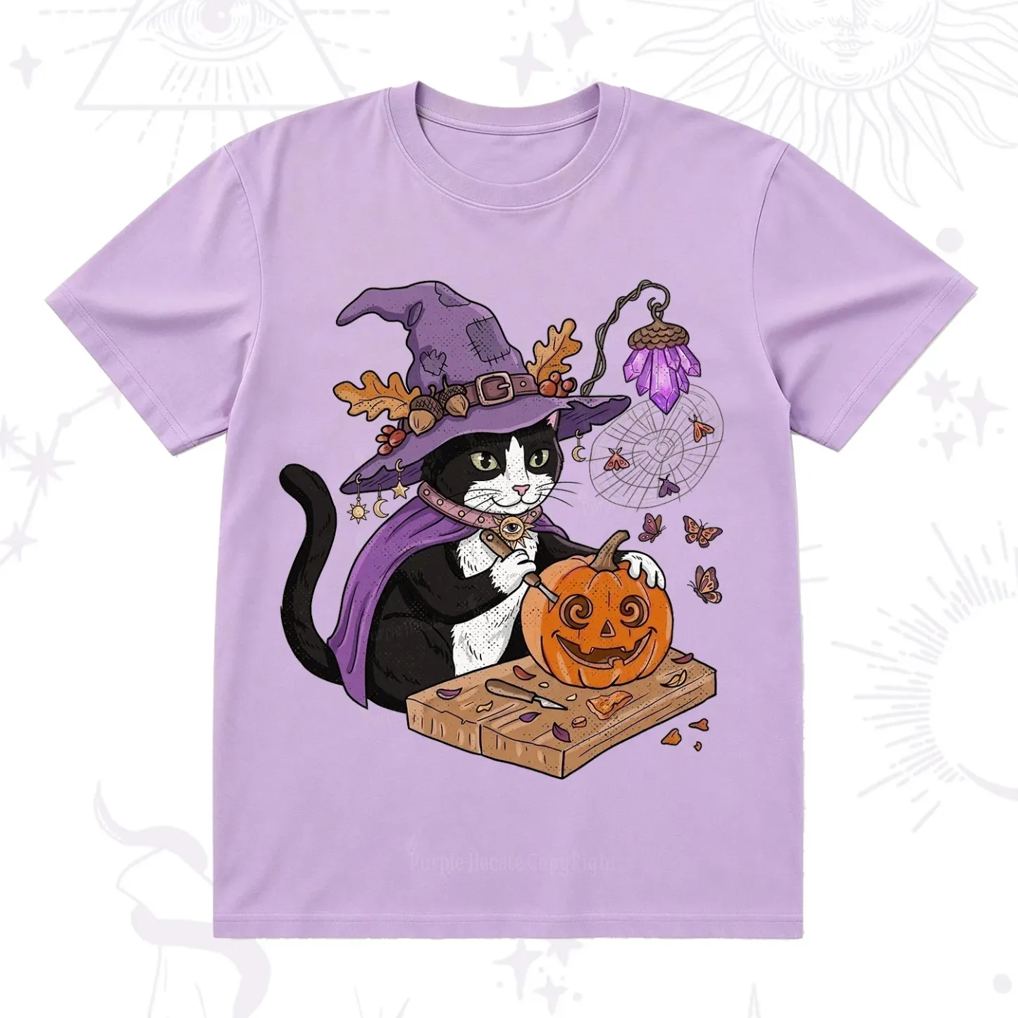 Purplehecate Pumpkin Carving Witch Cat T-Shirt