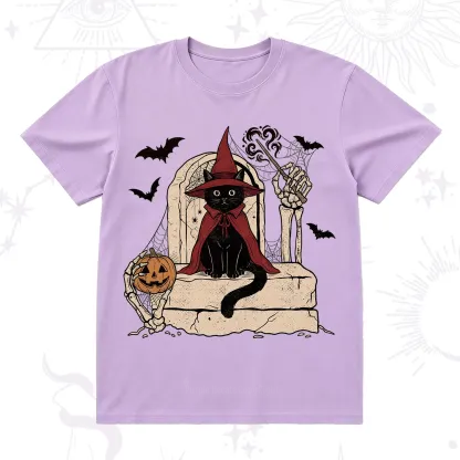 Purplehecate Wizard Black Cat on the Tombstone Halloween T-Shirt