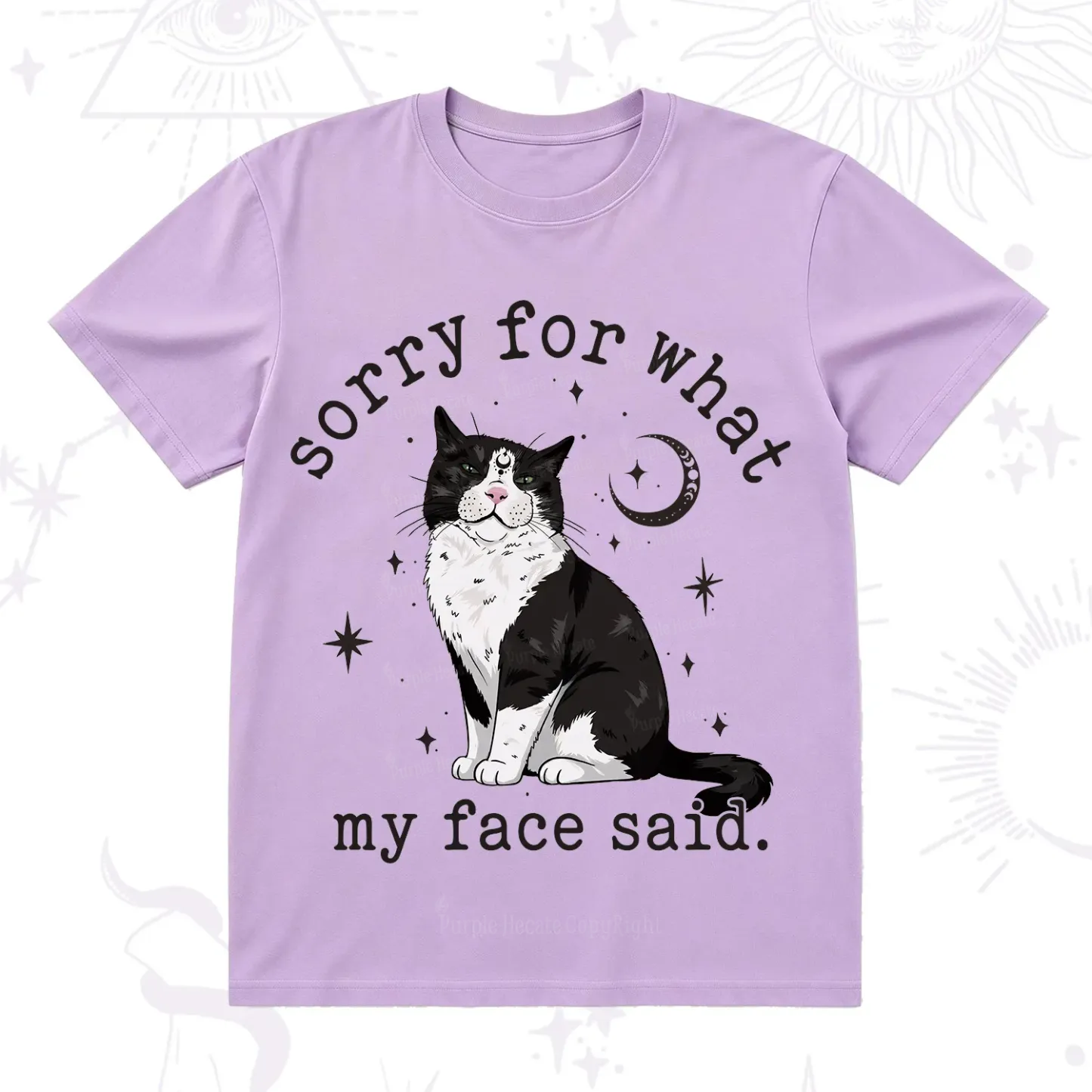 Purplehecate Sorry For What My Face Said Cat T-Shirt