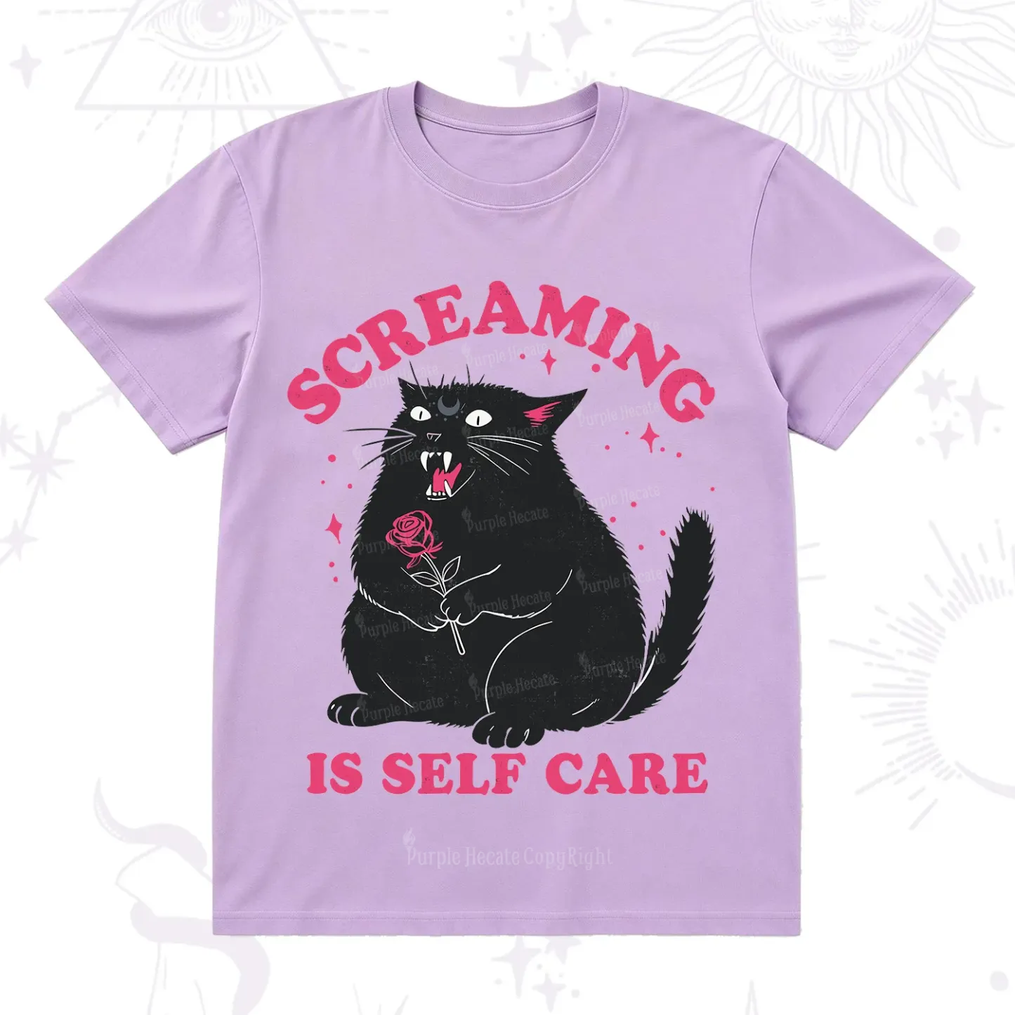Purplehecate Funny Cat Screaming Is Self Care T-Shirt