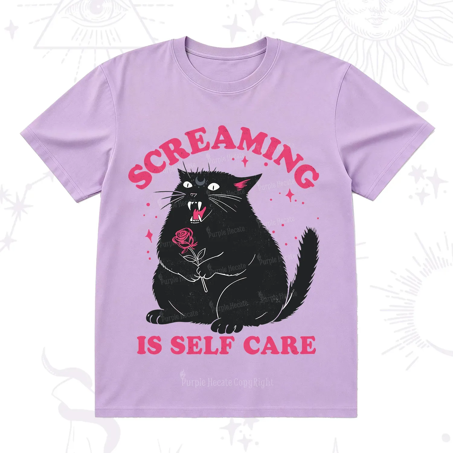 Purplehecate Funny Cat Screaming Is Self Care T-Shirt