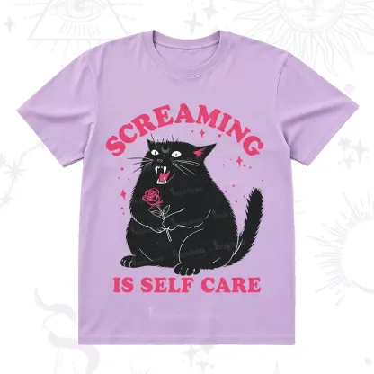 Purplehecate Funny Cat Screaming Is Self Care T-Shirt